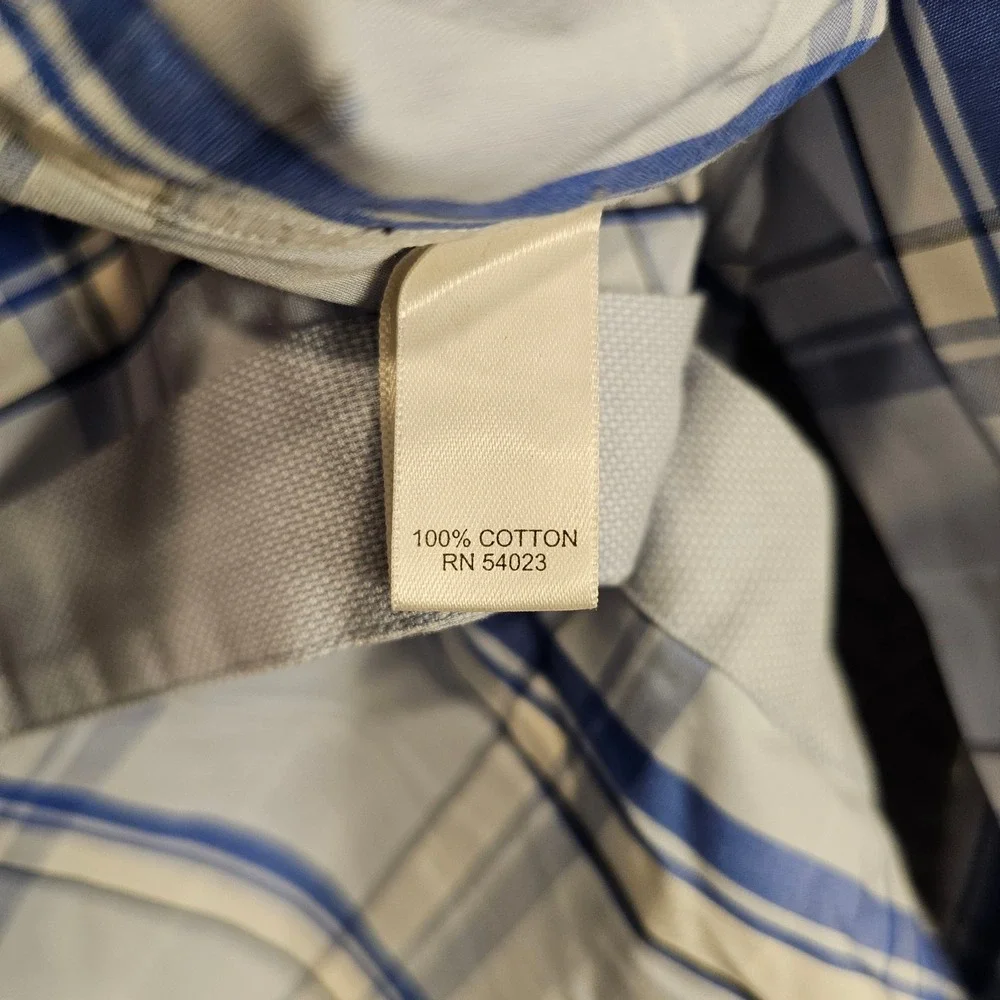 Banana Republic Mens M Non-Iron Tailored‎ Slim Fit Plaid Button Down Shirt Blue